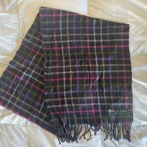 Plaid 100% Cashmere Scarf with Fringe